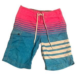 O Neill Boardshorts Mens 28 Blue Pink Swim Trunks Bathing Suit Surf Beach